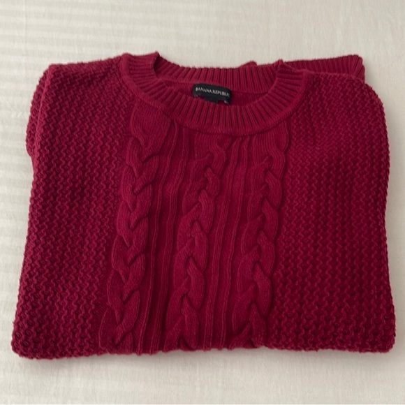 Banana Republic Red Cable Knit Sweater - Picture 1 of 3